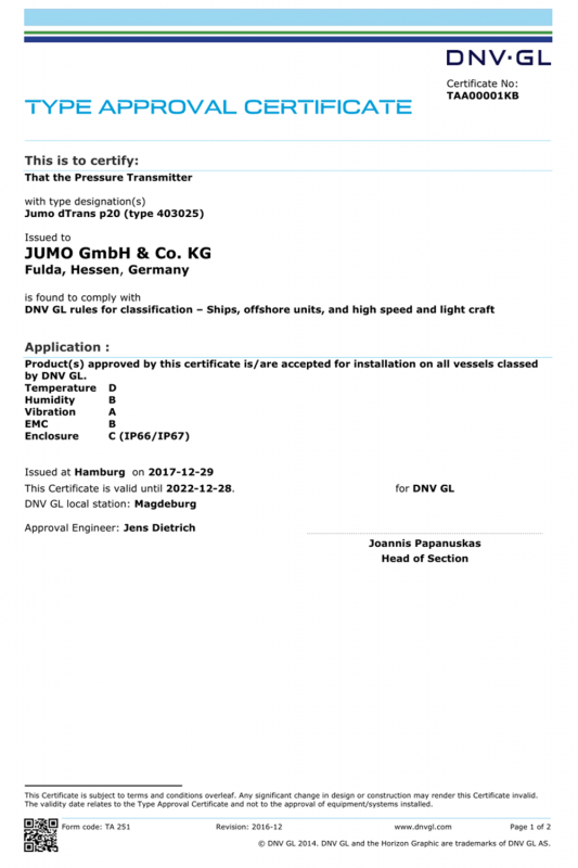 JUMO403025船级社证书